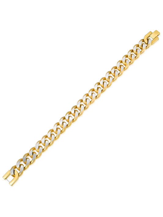 Dual Gold Curb Chain Bracelet For Men