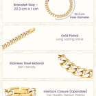 Thin Dual Tone Matte Gold Curb Chain Bracelet