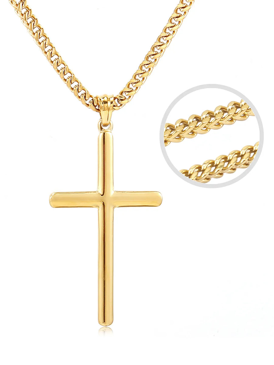 Cuban-Link Cross Pendant Chain for Men