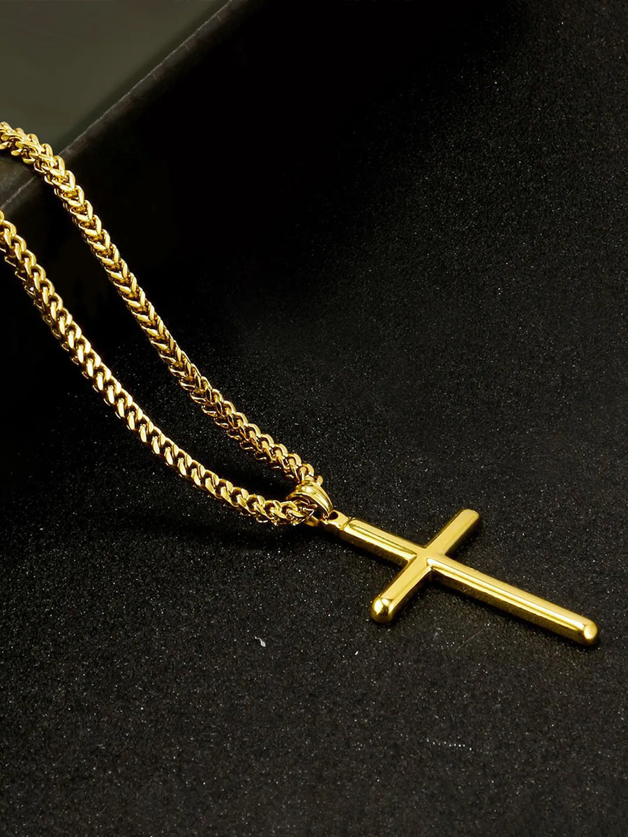 Cuban-Link Cross Pendant Chain for Men