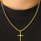 Cuban-Link Cross Pendant Chain for Men