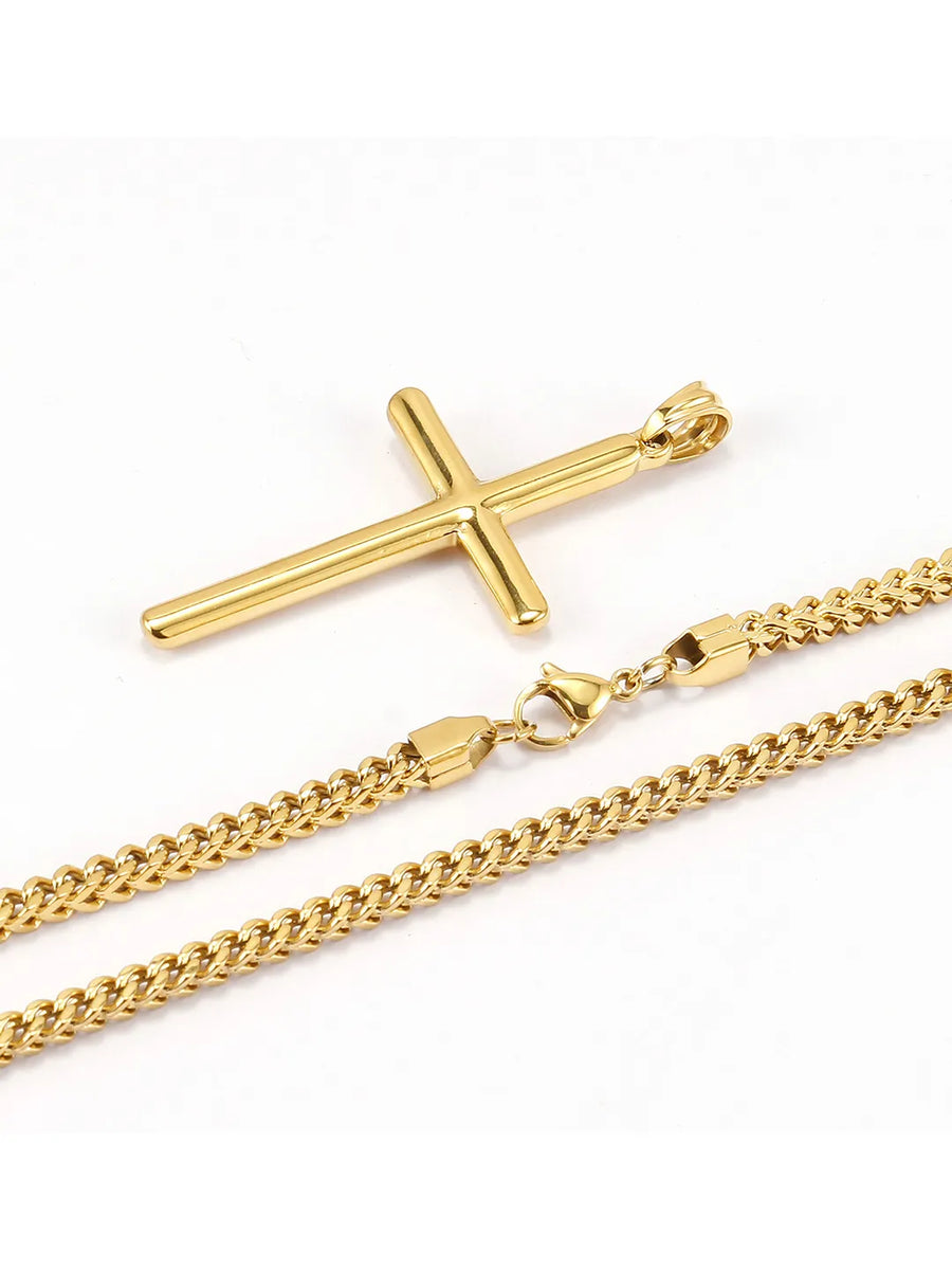 Cuban-Link Cross Pendant Chain for Men