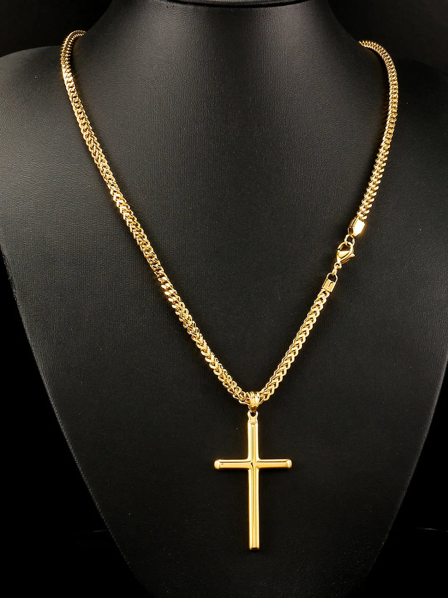 Cuban-Link Cross Pendant Chain for Men