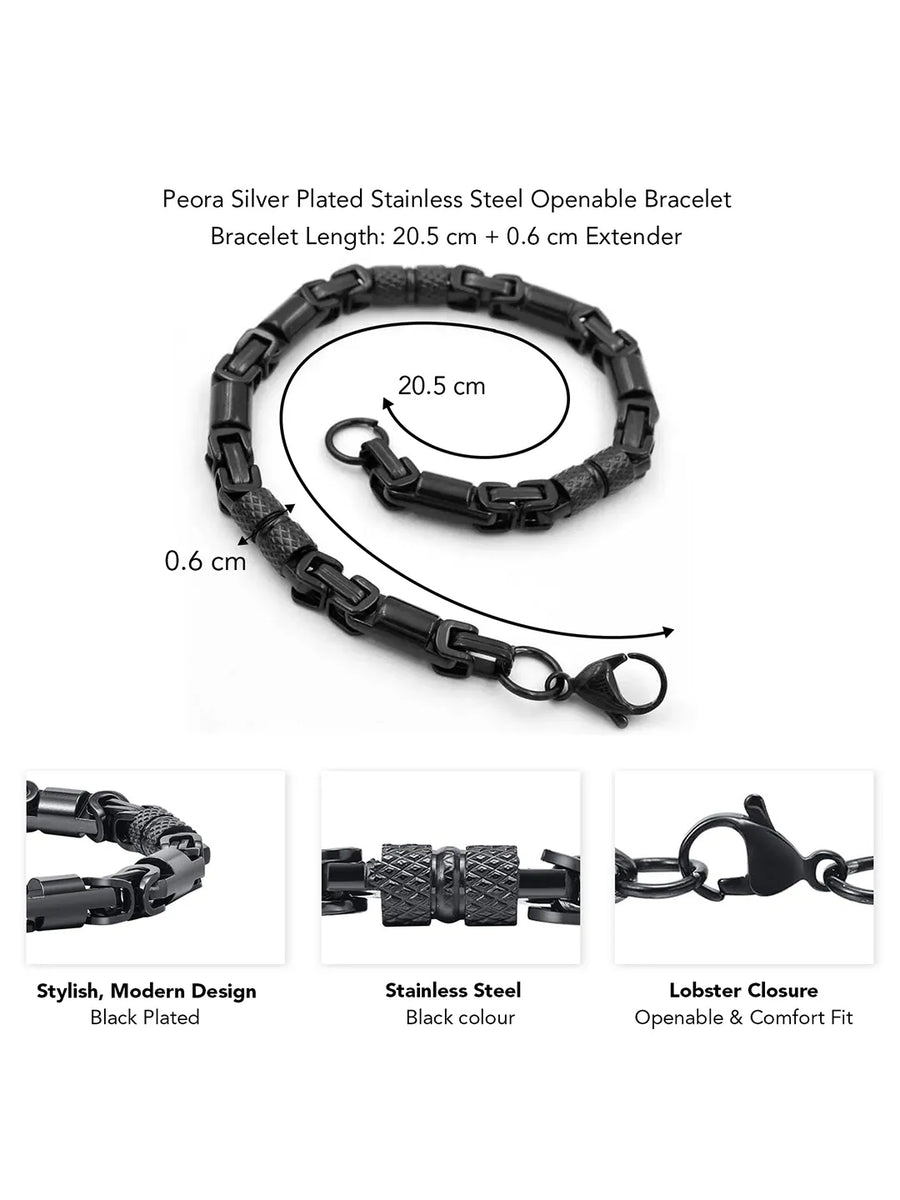 Trendy Stainless Steel Wristband - Black