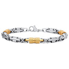 Peora Men's Two Tone Gold Barrel Chain Bracelet