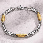 Peora Men's Two Tone Gold Barrel Chain Bracelet
