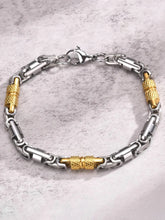 Peora Men's Two Tone Gold Barrel Chain Bracelet