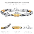 Peora Men's Two Tone Gold Barrel Chain Bracelet