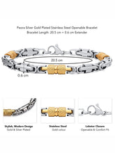 Peora Men's Two Tone Gold Barrel Chain Bracelet