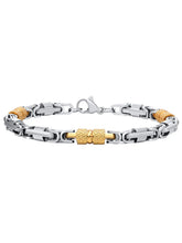 Peora Men's Two Tone Gold Barrel Chain Bracelet