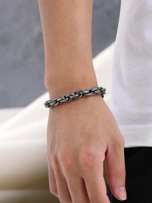 Titan Weave Black Silver Men's Bracelets