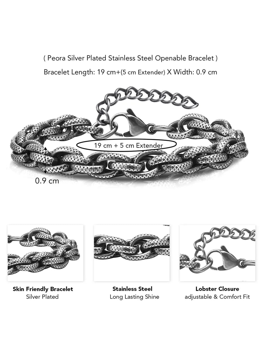 Titan Weave Black Silver Men's Bracelets