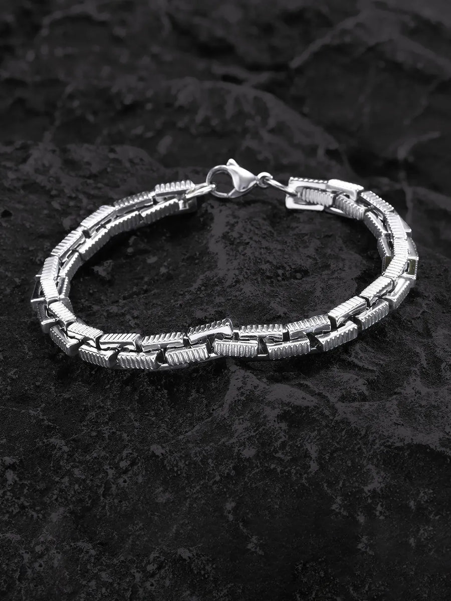 Peora Bold Trendy Silver Bracelet for Men