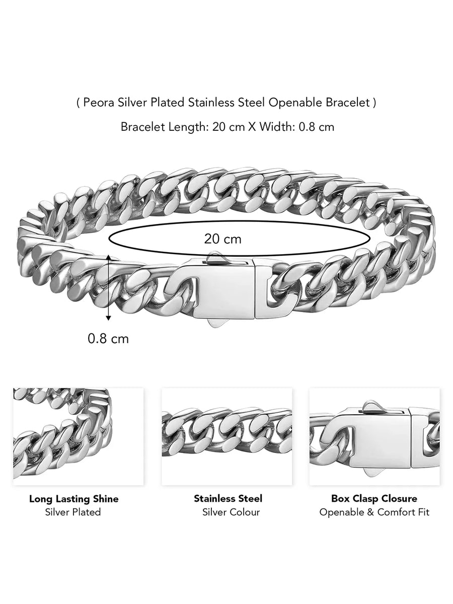 Bold Stainless Steel Bracelets for Men - Silver