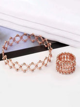 Crystalized CZ Bracelet Cum Ring - Rose Gold