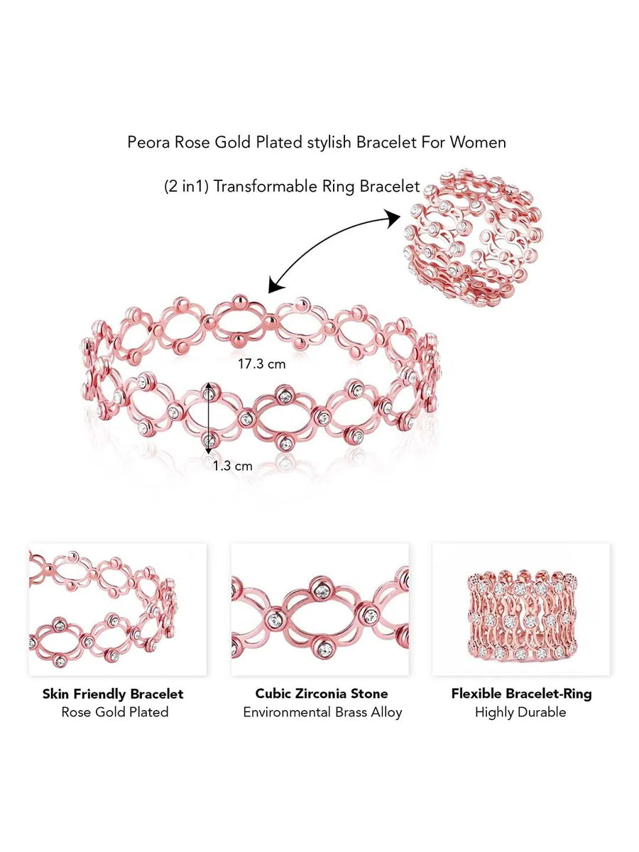 Bracelet Cum Ring by Peora | Unique & Stylish Jewellery Combo