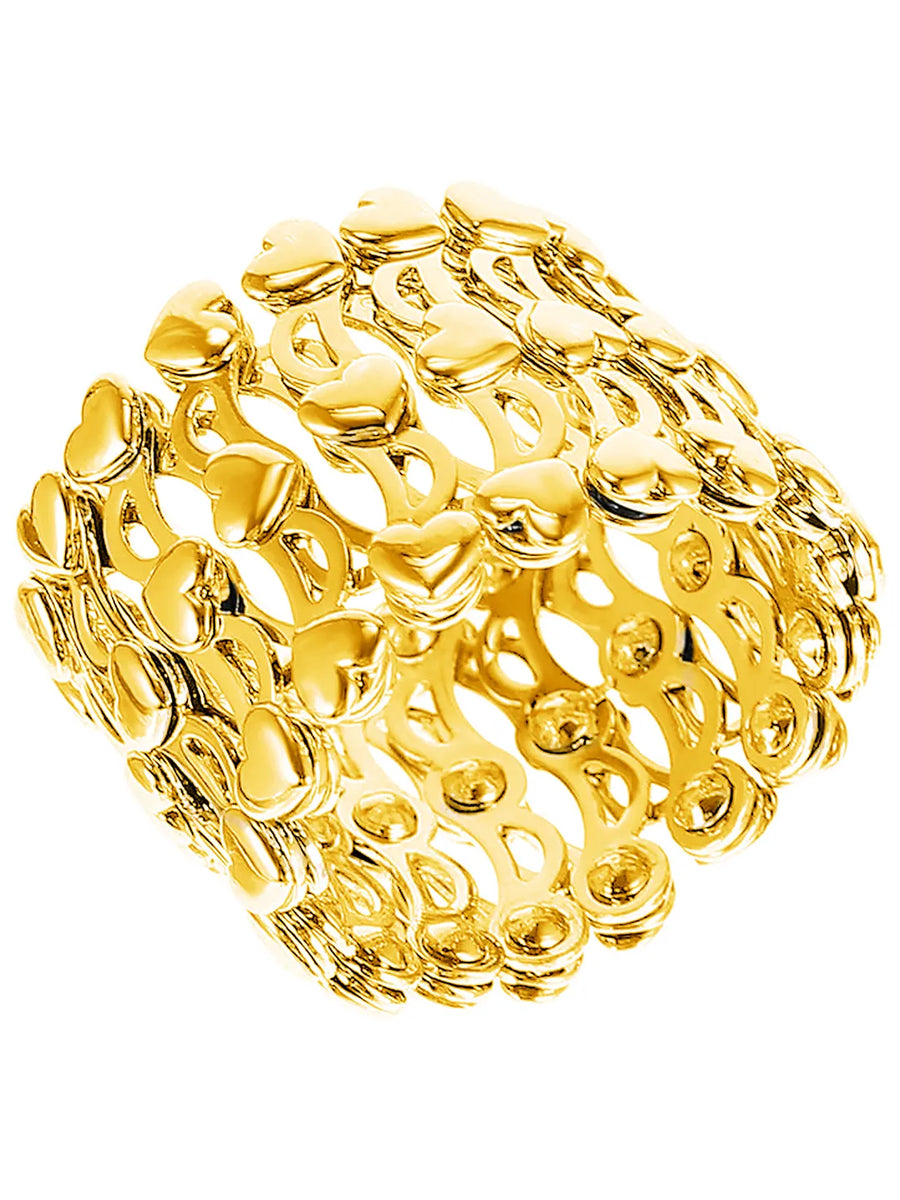 Heart Link Transform Bracelet cum Ring - Gold