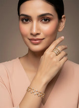 Crystalized CZ Bracelet Cum Ring - Gold