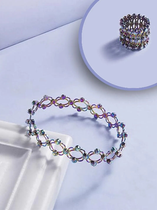 Crystalized CZ Bracelet Cum Ring - Multi color