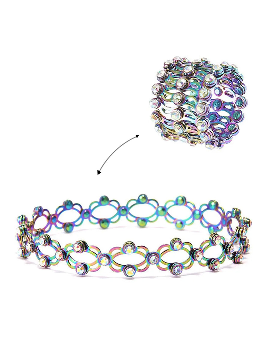 Crystalized CZ Bracelet Cum Ring - Multi color