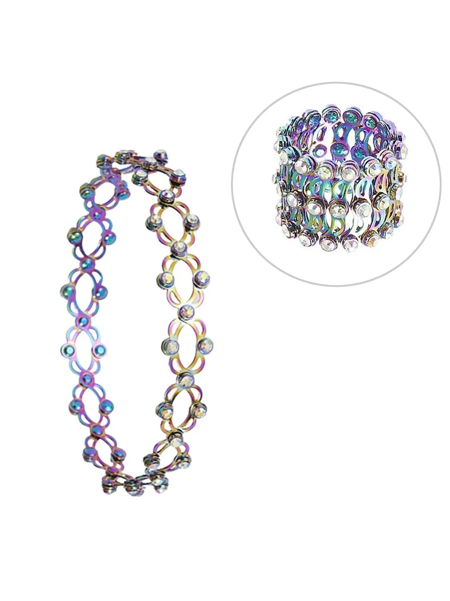 Crystalized CZ Bracelet Cum Ring - Multi color