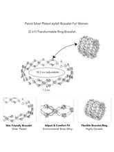 Heart Link Transform Bracelet cum Ring - Silver