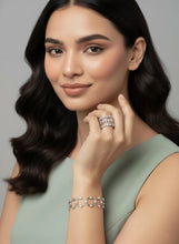 Crystalized CZ Bracelet Cum Ring - Silver