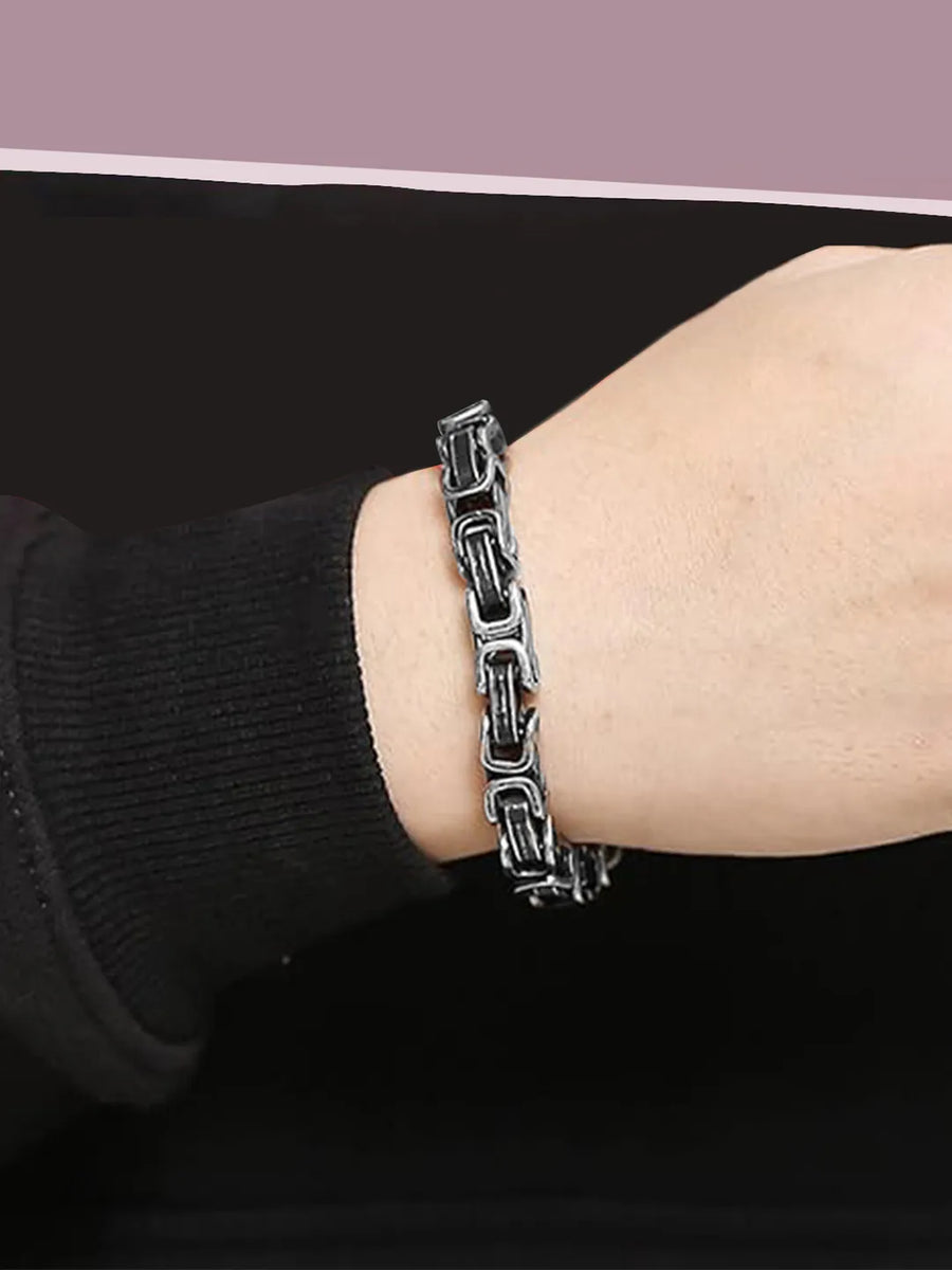 Black Steel Bracelets Modern Classic Men - Black