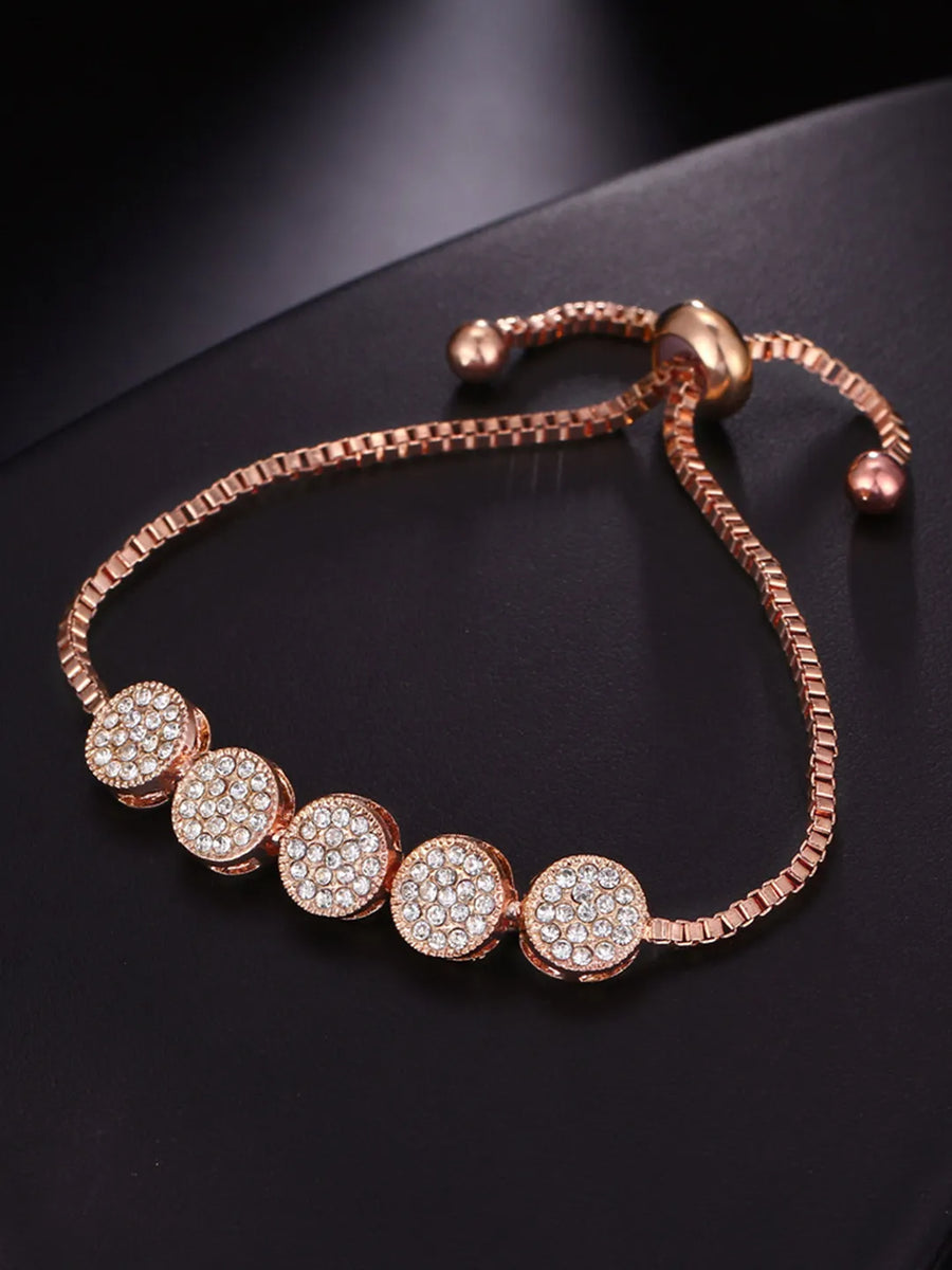 Women’s Sparkling Round CZ Bracelet - Rose Gold