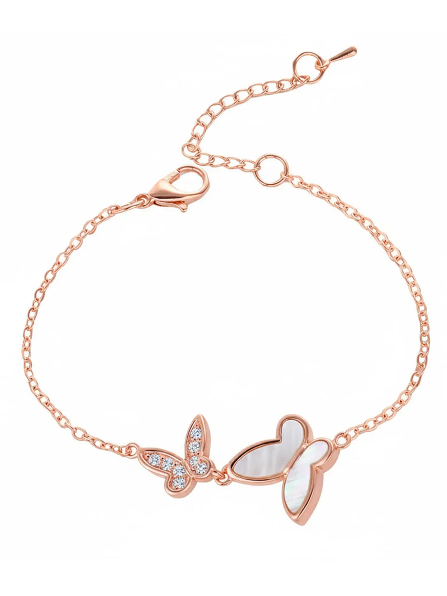 Delicate Dual Butterfly Rose Gold Bracelet
