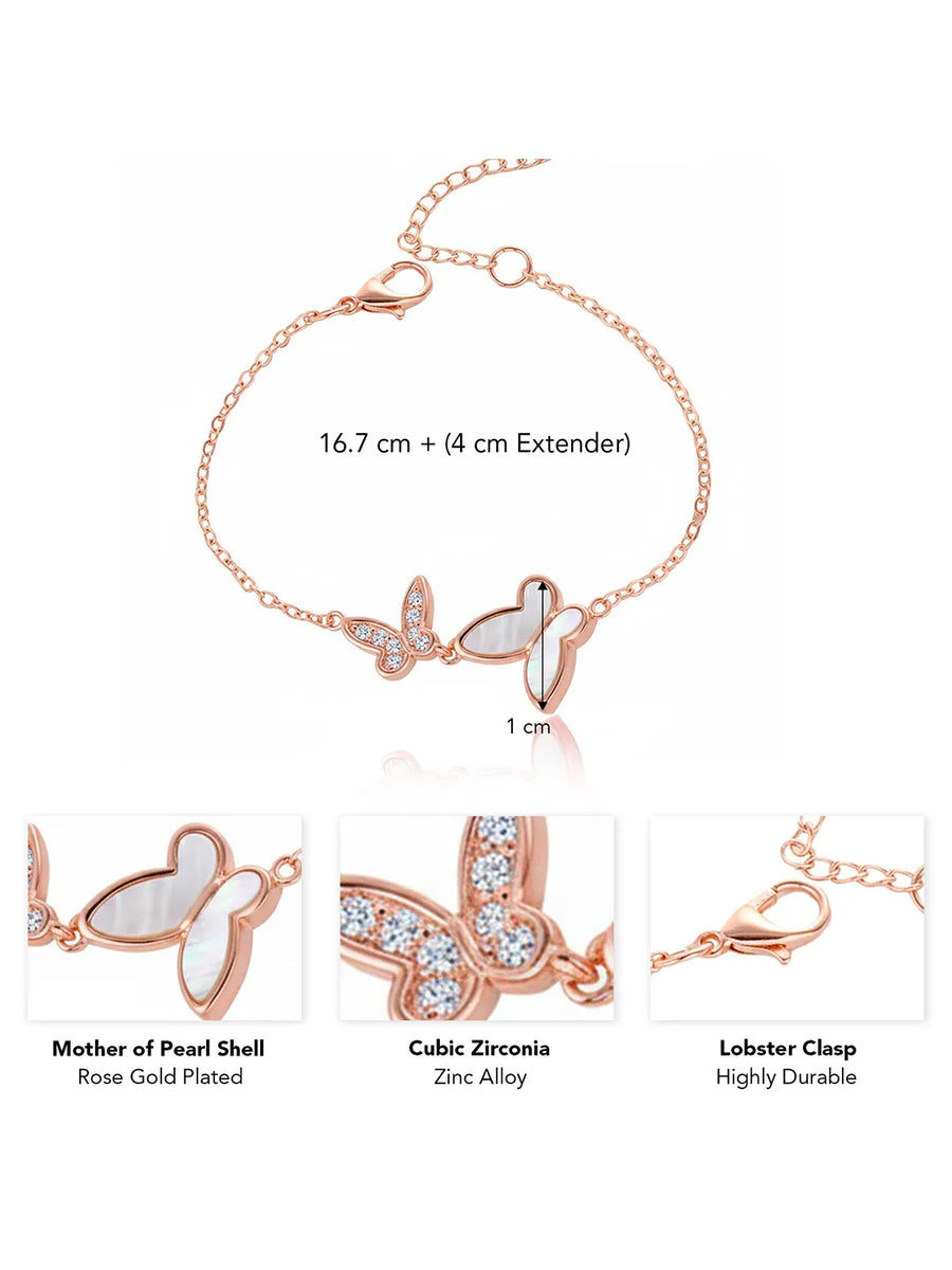 Delicate Dual Butterfly Rose Gold Bracelet