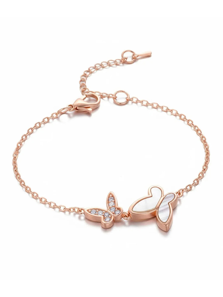 Delicate Dual Butterfly Rose Gold Bracelet