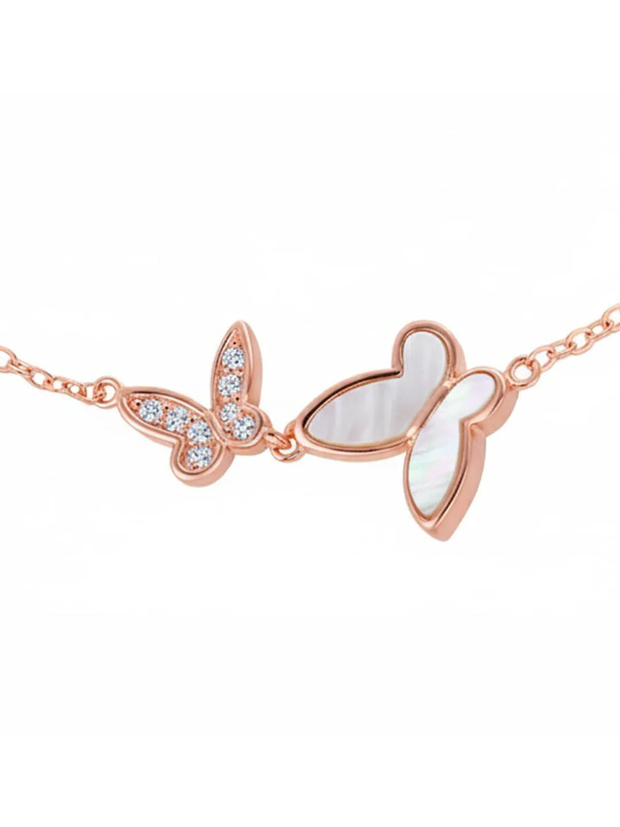 Delicate Dual Butterfly Rose Gold Bracelet