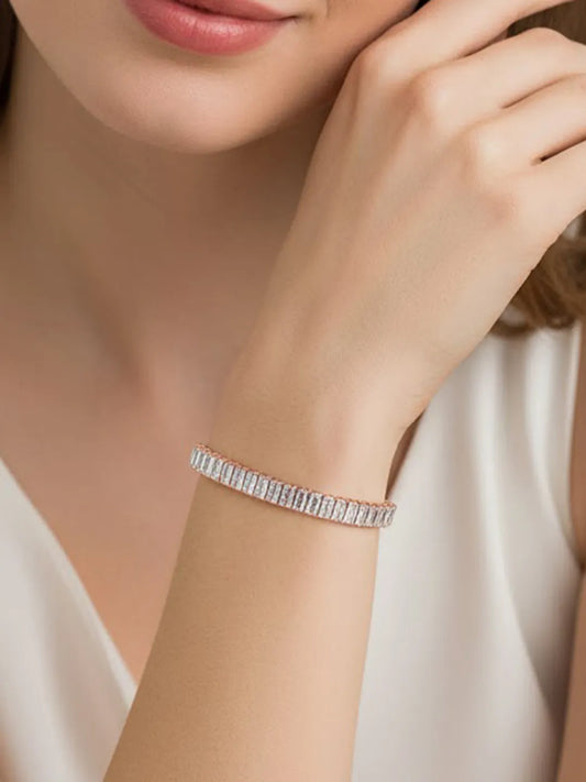 Peora Rose Gold Baguette Adjustable Bracelet