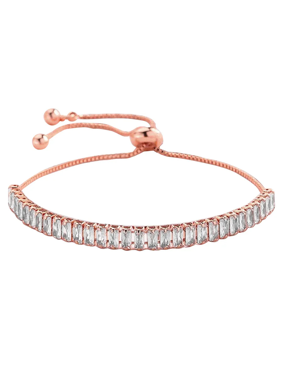 Peora Rose Gold Baguette Adjustable Bracelet