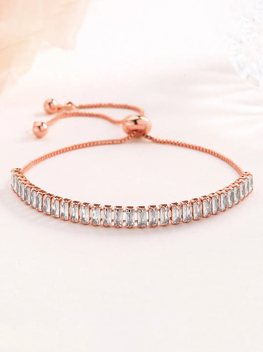 Peora Rose Gold Baguette Adjustable Bracelet