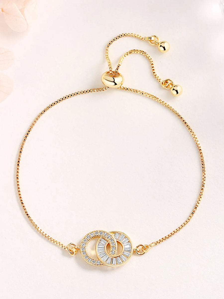 CZ Encrusted Interlocking Bracelet - Gold
