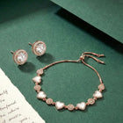 Rose Gold Love Heart Bracelet & Studs Combo
