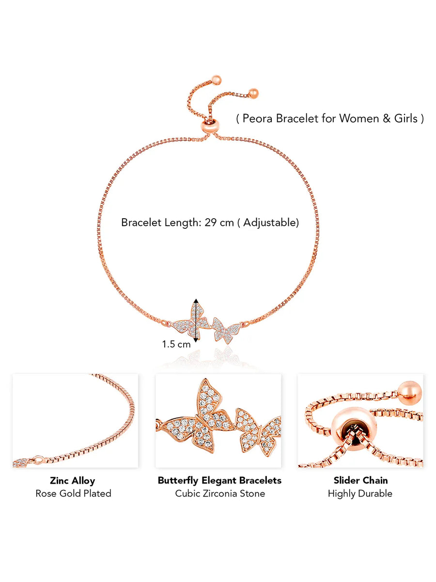 Peora Butterfly CZ Bracelet – Delicate Sparkle with Graceful Charm