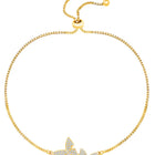 Elegant Adjustable Butterfly CZ Bracelet - Gold