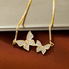 Elegant Adjustable Butterfly CZ Bracelet - Gold