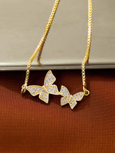 Elegant Adjustable Butterfly CZ Bracelet - Gold