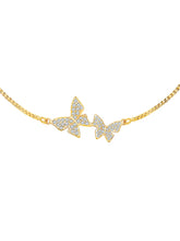 Elegant Adjustable Butterfly CZ Bracelet - Gold