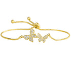 Elegant Adjustable Butterfly CZ Bracelet - Gold