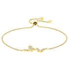 Elegant Adjustable Butterfly CZ Bracelet - Gold