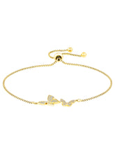Elegant Adjustable Butterfly CZ Bracelet - Gold