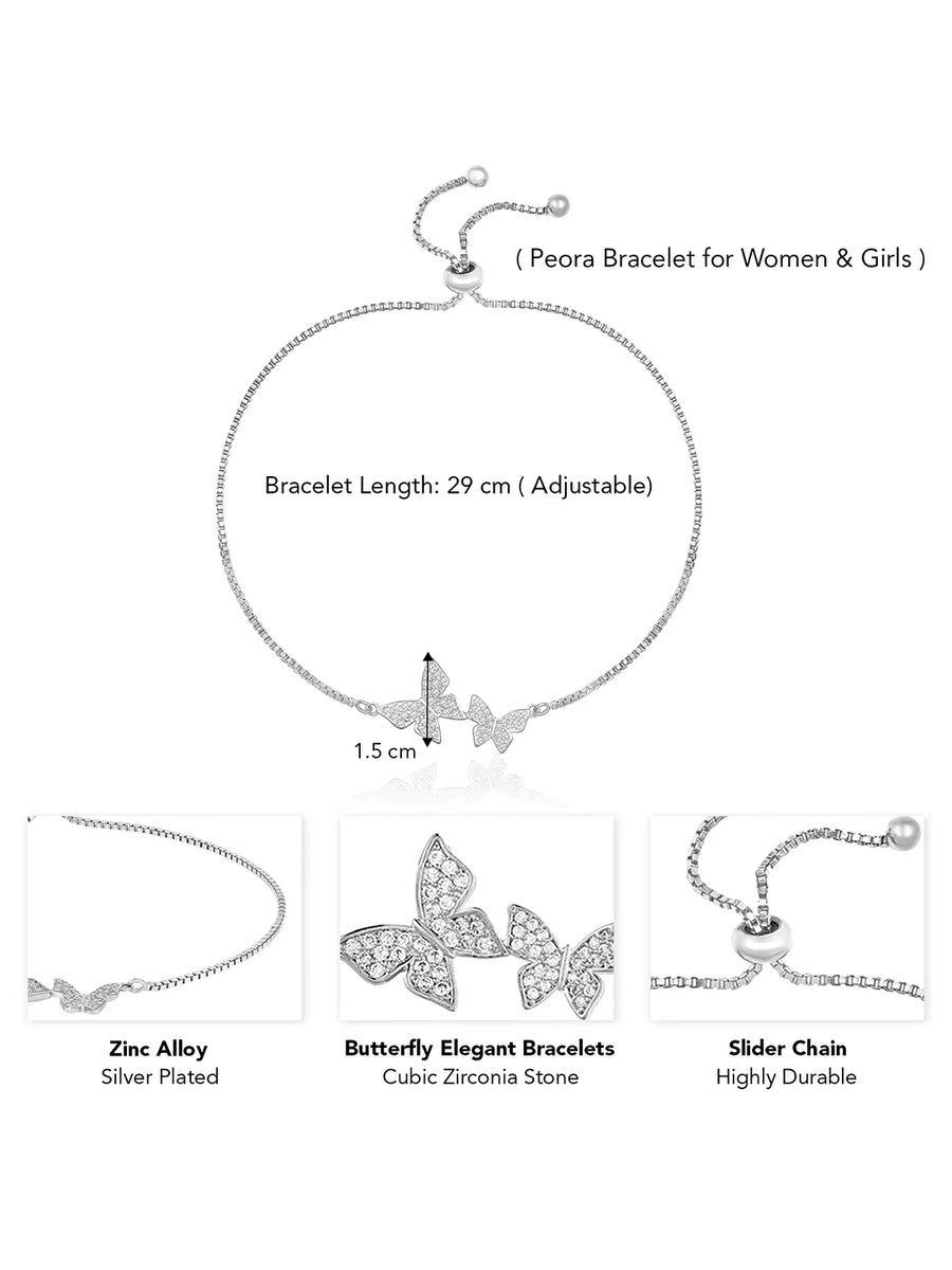 Peora Butterfly CZ Bracelet – Delicate Sparkle with Graceful Charm