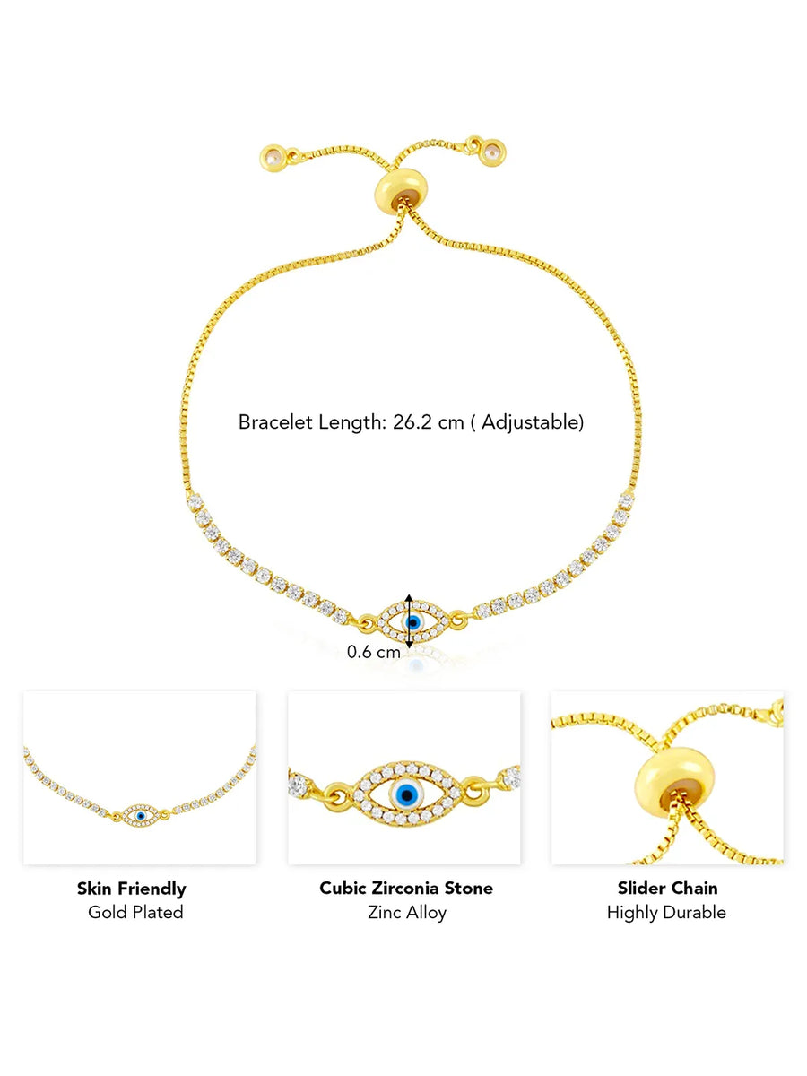 Elegant Adjustable Butterfly CZ Bracelet - Gold