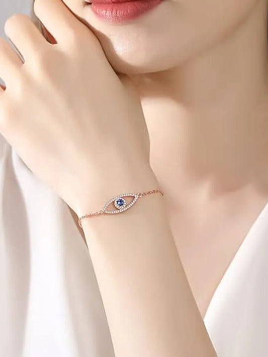 Peora Rose Gold Adjustable Evil Eye Bracelet