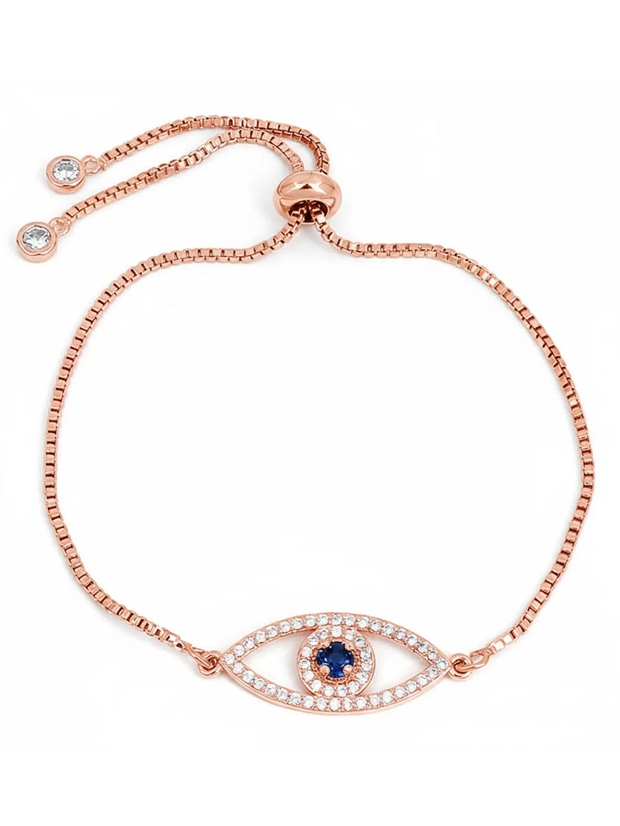 Peora Rose Gold Adjustable Evil Eye Bracelet